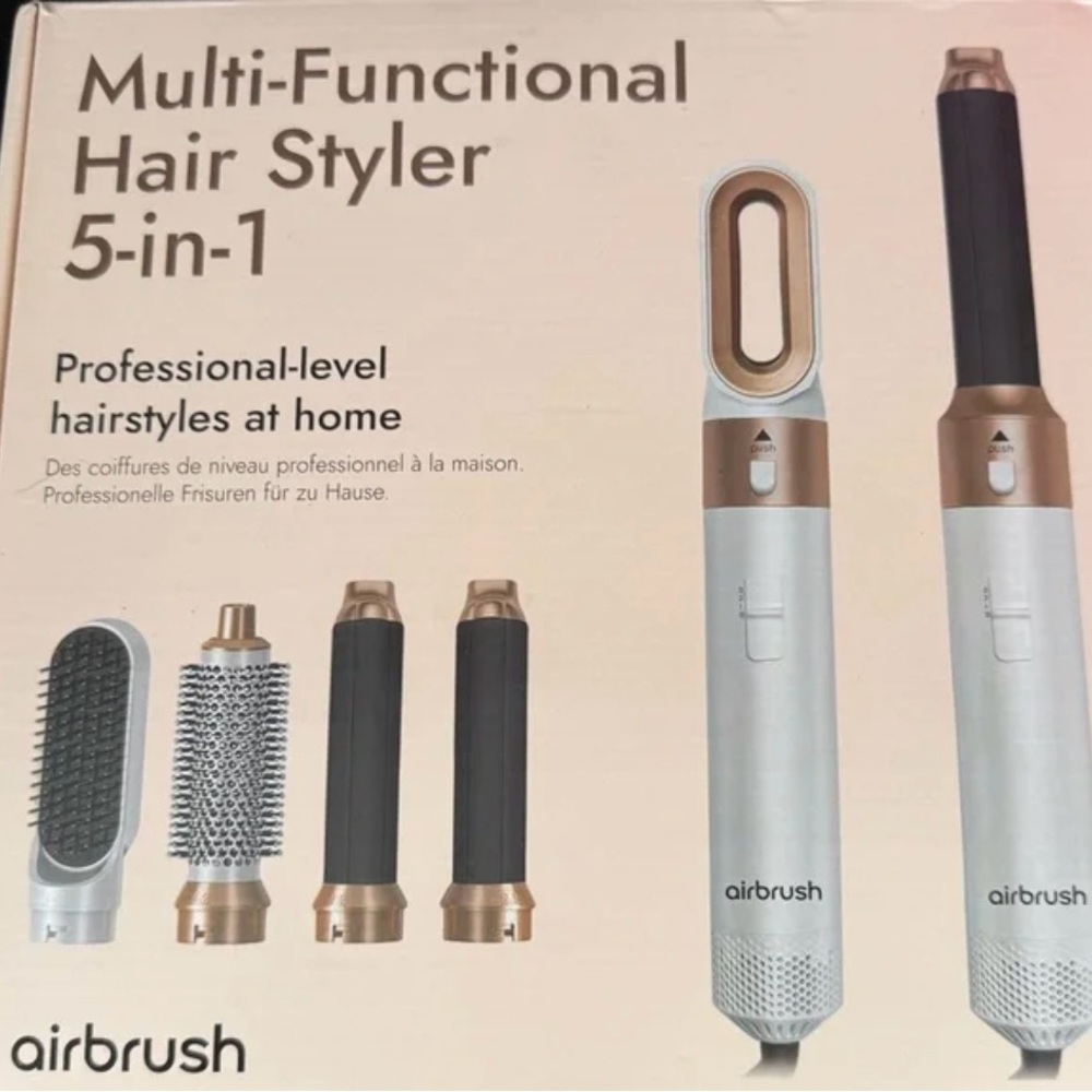 Airbrush Multi-Functional Hair Styler 5-in-1 - Silver and Black
